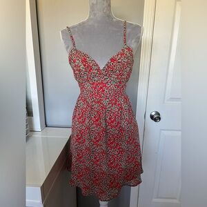 Floral Red and Green Women's Dress